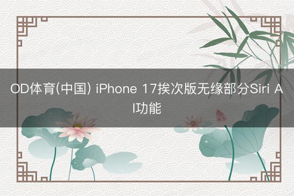 OD体育(中国) iPhone 17挨次版无缘部分Siri AI功能