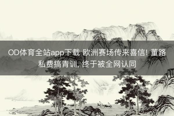 OD体育全站app下载 欧洲赛场传来喜信! 董路私费搞青训, 终于被全网认同