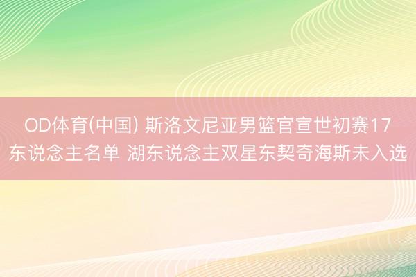 OD体育(中国) 斯洛文尼亚男篮官宣世初赛17东说念主名单 湖东说念主双星东契奇海斯未入选