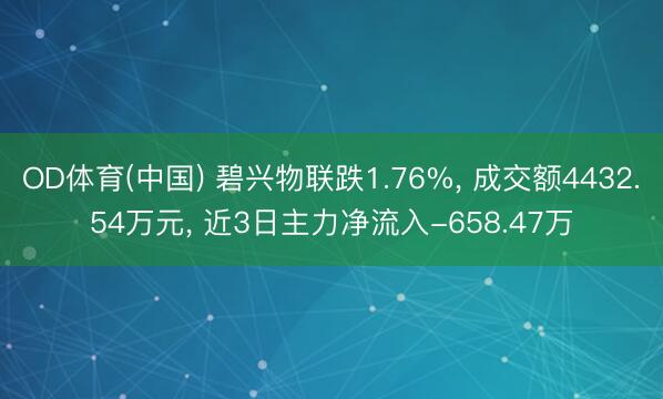 OD体育(中国) 碧兴物联跌1.76%, 成交额4432.54万元, 近3日主力净流入-658.47万