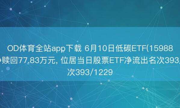 OD体育全站app下载 6月10日低碳ETF(159885)遭净赎回77.83万元, 位居当日股票ETF净流出名次393/1229