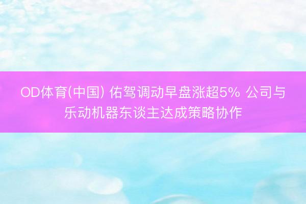 OD体育(中国) 佑驾调动早盘涨超5% 公司与乐动机器东谈主达成策略协作