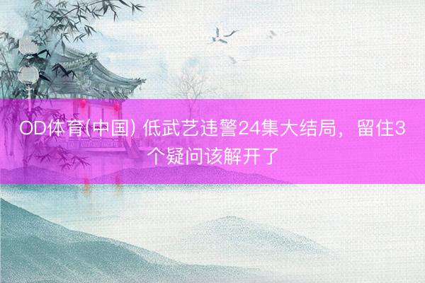 OD体育(中国) 低武艺违警24集大结局，留住3个疑问该解开了
