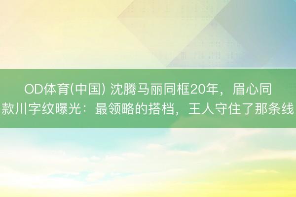 OD体育(中国) 沈腾马丽同框20年，眉心同款川字纹曝光：最领略的搭档，王人守住了那条线