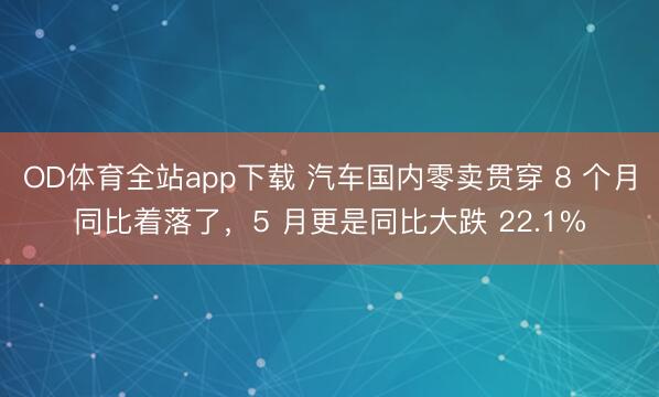 OD体育全站app下载 汽车国内零卖贯穿 8 个月同比着落了，5 月更是同比大跌 22.1%