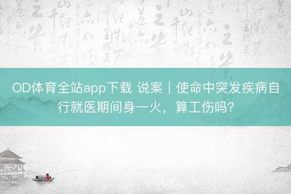 OD体育全站app下载 说案｜使命中突发疾病自行就医期间身一火，算工伤吗？