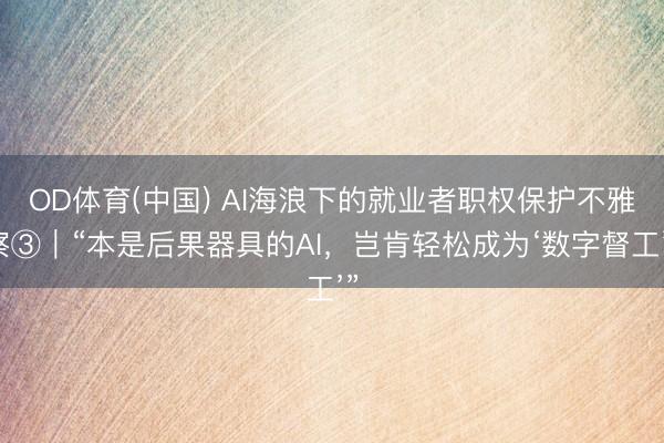 OD体育(中国) AI海浪下的就业者职权保护不雅察③｜“本是后果器具的AI，岂肯轻松成为‘数字督工’”