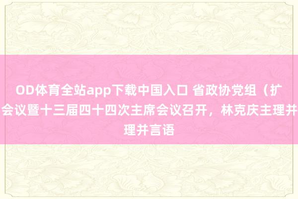 OD体育全站app下载中国入口 省政协党组（扩大）会议暨十三届四十四次主席会议召开，林克庆主理并言语