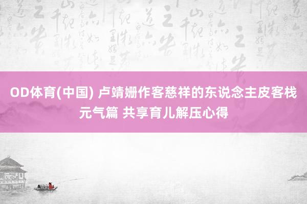 OD体育(中国) 卢靖姗作客慈祥的东说念主皮客栈元气篇 共享育儿解压心得